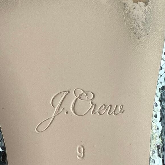J.Crew Womens Silver Sequin Pointed Toe Slip On Flats Shoes Size 9 - Picture 7 of 7